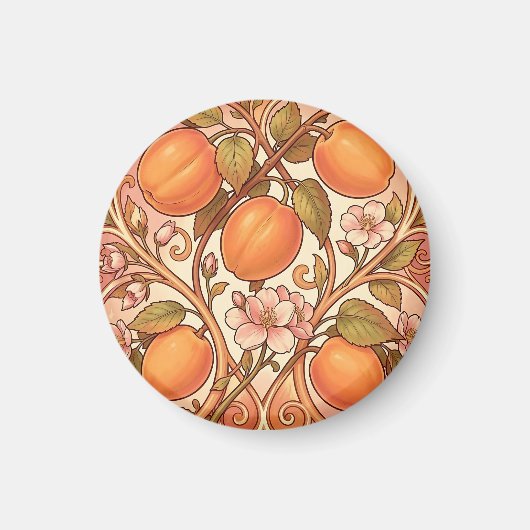 Jugendstil-Pfirsichblüten-Ornament Magnet (Vorne)