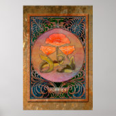 Jugendstil-Poppies in Coppery Mucha Rahmen Poster (Vorne)