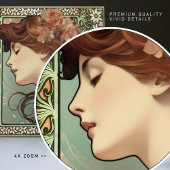 Jugendstil Portrait Mucha Edelweiss Blume Fliese