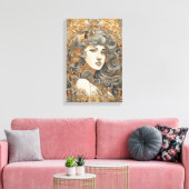 Jugendstil-Portrait Vintage Frauen Leinwanddruck (Insitu (Wohnzimmer))