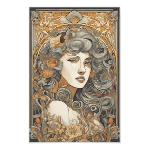 Jugendstil-Porträt Vintage-Darstellung einer Frau Fotodruck