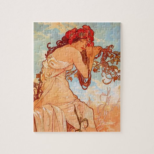 Jugendstil-Poster von Alphonse Mucha - Sommermädch Puzzle (Vertikal)