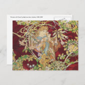 Jugendstil-Postkarte: Mucha - Frau mit Daisy Postkarte (Vorne/Hinten)