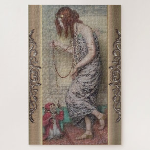 Jugendstil Prinzessin und ihr Affe Gemälde Puzzle