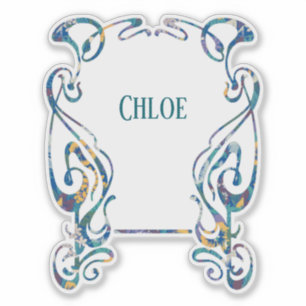 Jugendstil-Rahmen aus Blumenmotiv - individuell zu Aufkleber