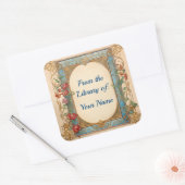 Jugendstil-Rahmen-Buchzeichen für Ihr Kind Quadratischer Aufkleber (Umschlag)