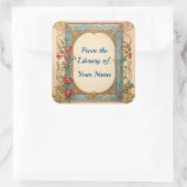 Jugendstil-Rahmen-Buchzeichen für Ihr Kind Quadratischer Aufkleber (Tasche)
