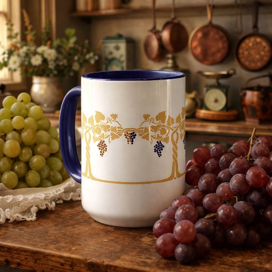 Jugendstil-Reben-Schablonen-Fries-Muster Tasse