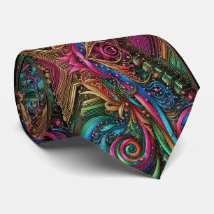 Jugendstil-Regenbogen-Schaltkreisplatine-Krawatte Krawatte