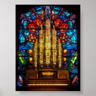 Jugendstil-Röhrenorgel-Buntglasfenster-Kunst Poster