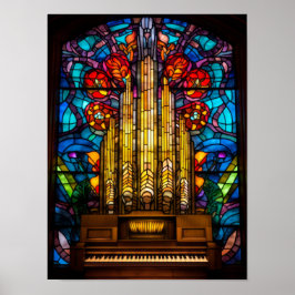 Jugendstil-Röhrenorgel-Buntglasfenster-Kunst Poster
