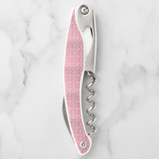 Jugendstil, Rosa, Blumenmuster, metallischer Chic, Kellnermesser (Rückseite)