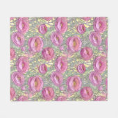 Jugendstil-Rosa-Rainunculus Fleecedecke (Vorderseite (Horizontal))