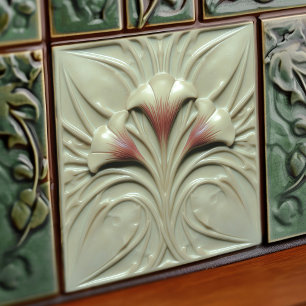 Jugendstil-Rosé-Alabaster-Blumenmuster Fliese