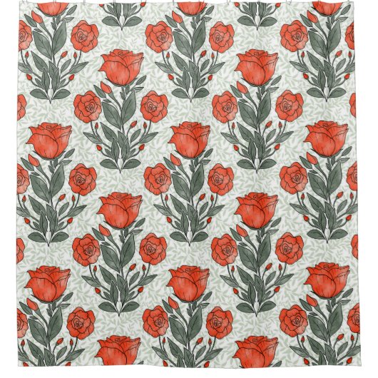 Jugendstil-Rose Duschvorhang (Vorderseite)