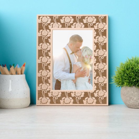 Jugendstil-Rose Floral & Foliage Muster Geätzte Rahmen