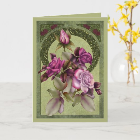 Jugendstil-Rose Karte (Gelbe Blume)