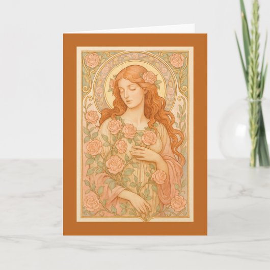 Jugendstil-Rose Maiden Karte (Vorderseite)