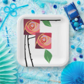 Jugendstil-Rose Pappteller (Party)