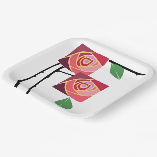 Jugendstil-Rose Pappteller (Gewinkelt)