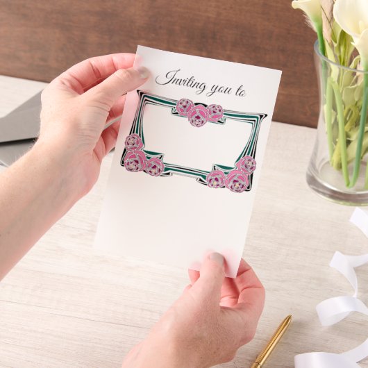 Jugendstil-Rose Pergament Einladungen (Handgehalten)