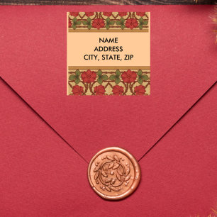 Jugendstil-Rose Quadratischer Aufkleber