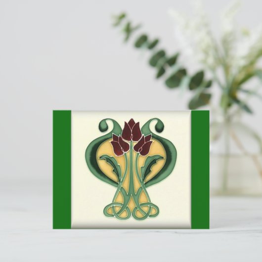 Jugendstil-Rose Tile Postkarte (Stehend Vorderseite)
