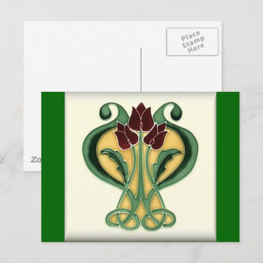 Jugendstil-Rose Tile Postkarte (Vorne/Hinten)