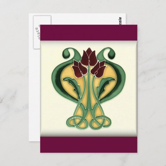 Jugendstil-Rose Tile Postkarte (Vorne/Hinten)