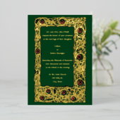 Jugendstil Rose Vine & Clover Border Wedding Folieneinladung (Stehend vorne)