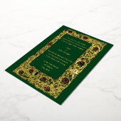 Jugendstil Rose Vine & Clover Border Wedding Folieneinladung (Gedreht)