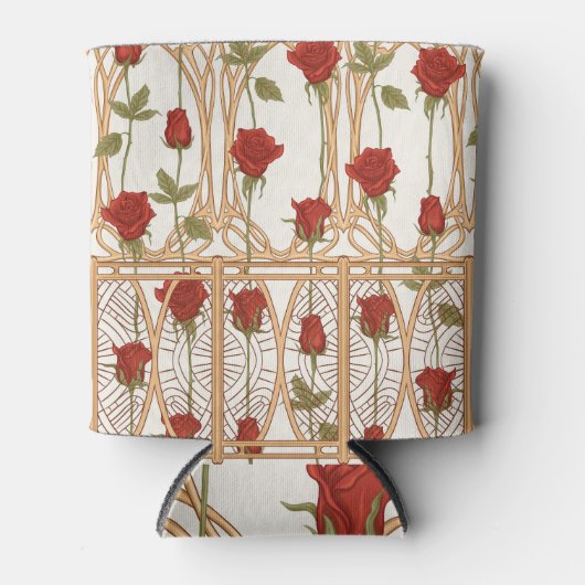 Jugendstil-Rose: Vintag warm Dosenkühler (Vorderseite)
