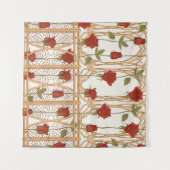 Jugendstil-Rose: Vintag warm Wandteppich (Vorderseite (Horizontal))