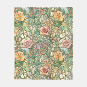 Jugendstil-Rosenmuster Fleecedecke