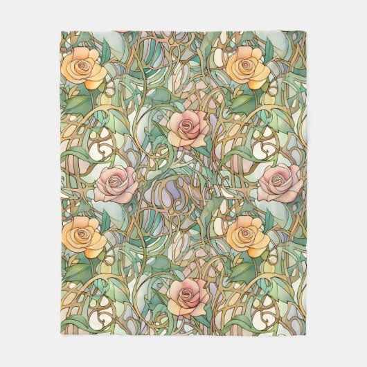 Jugendstil-Rosenmuster Fleecedecke (Vorderseite)