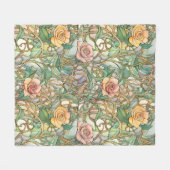 Jugendstil-Rosenmuster Fleecedecke (Vorderseite (Horizontal))