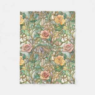 Jugendstil-Rosenmuster Fleecedecke