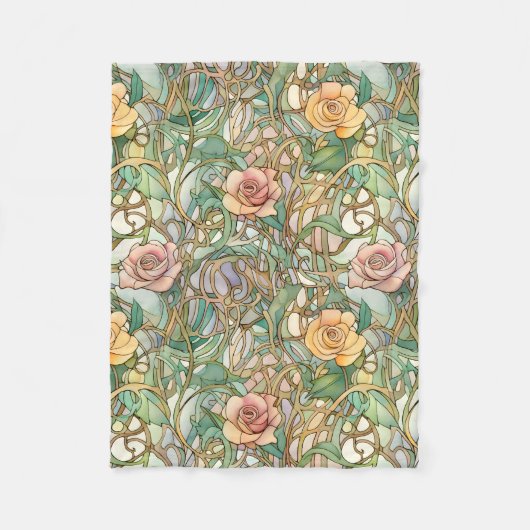 Jugendstil-Rosenmuster Fleecedecke (Vorderseite)