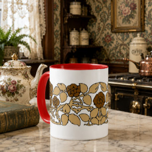 Jugendstil-Rosenstrauch mit anpassbaren Farben Tasse