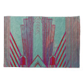 Jugendstil, rot, aquamarin, grün, Vintag, Art Deko Kissenbezug (Rückseite)