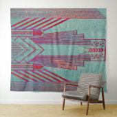 Jugendstil, rot, aquamarin, grün, Vintag, Art Deko Wandteppich (Beispiel (Horizontal))