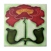 Jugendstil Rot und Grün Fliese (Vorderseite)