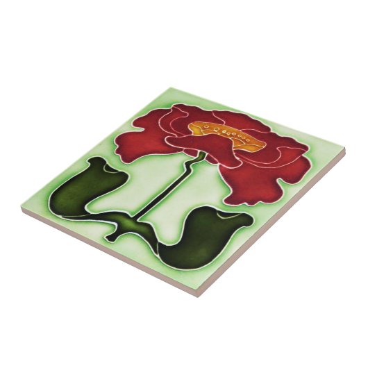 Jugendstil Rot und Grün Fliese (Seite)