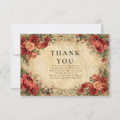 Jugendstil-Rote Rose Dankeskarte (Vorderseite)