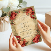 Jugendstil-Rote Rose Save The Date