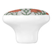 Jugendstil-Roter-Mohn-Blumen-Print Keramikknauf (Seitenansicht)