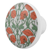 Jugendstil-Roter-Mohn-Blumen-Print Keramikknauf (Rechts)
