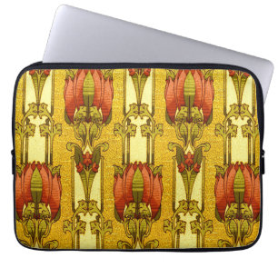 Jugendstil-Rotes-Tulpen-Blumenmuster Laptopschutzhülle