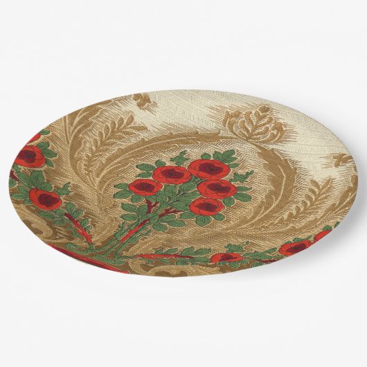 Jugendstil Runde Orangenblüten Sprünge Gestank Pappteller (Schrägansicht)