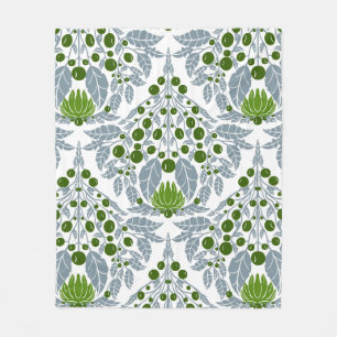Jugendstil-Schiefer & Grüne Vintage Blumenschal Fleecedecke